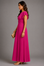 Selena maxi dress, pleated skirt in motion