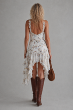 Madelief floral ruffle asymmetric dress, styled look
