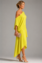 Camila one-shoulder asymmetric midi dress, styled view