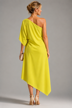 Camila one-shoulder asymmetric midi dress, detail view