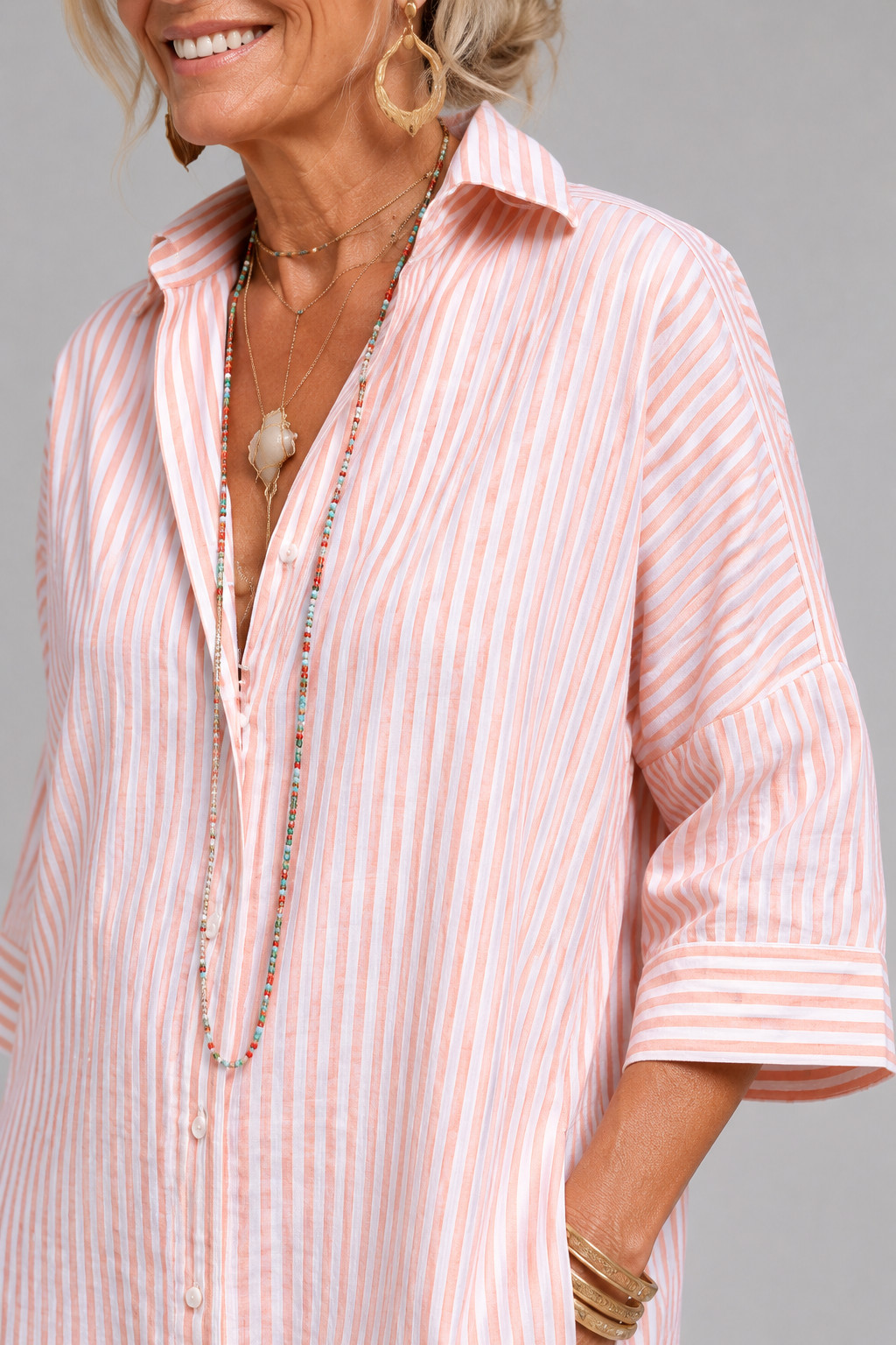 Lumera striped shirt midi dress, styled look