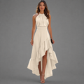 Celene - Elegant Asymmetrical Halter Dress