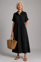Azure short sleeve shirt maxi dress, alternate color