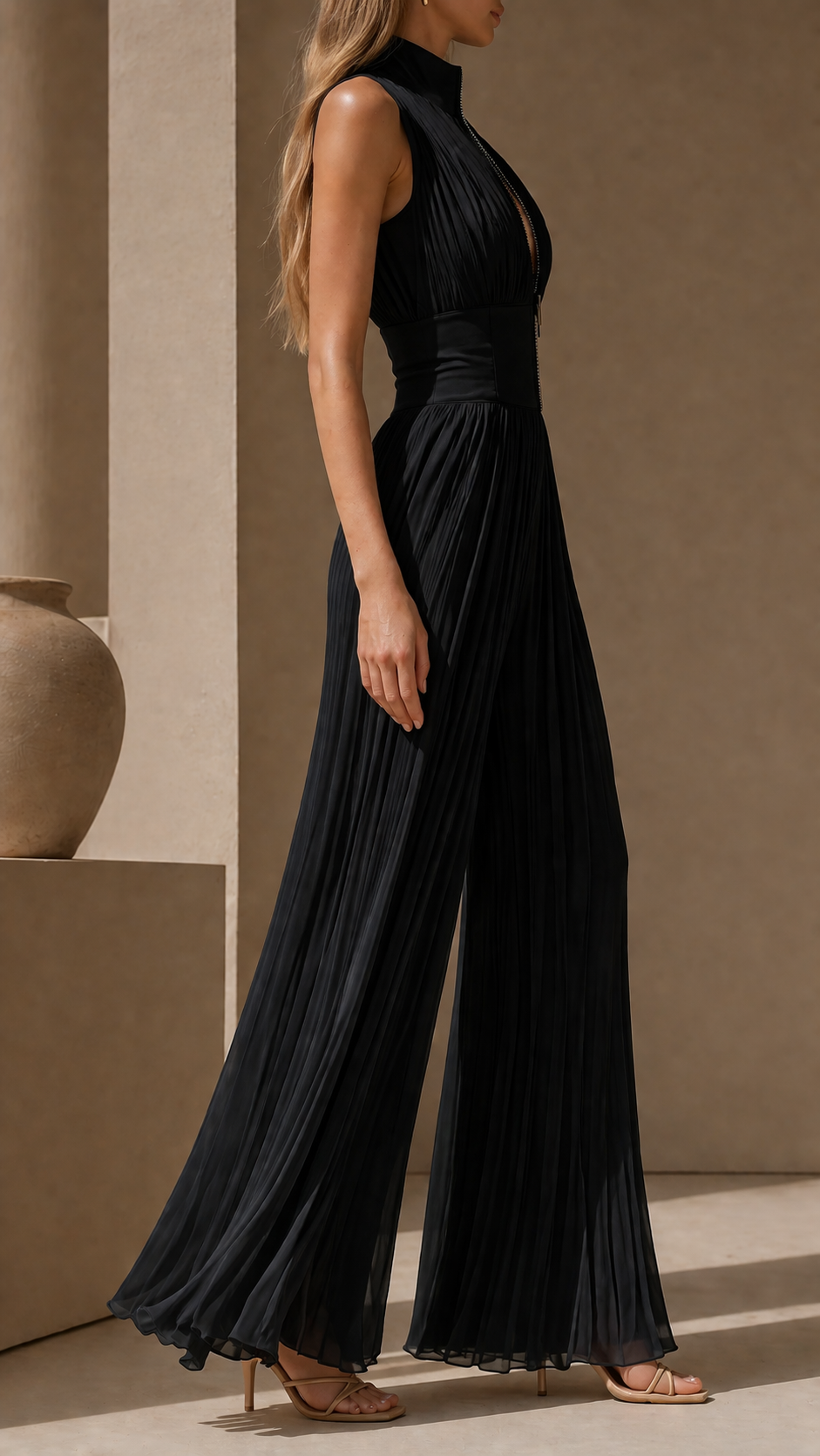 Rebecca - Long Pleated Jumpsuit
