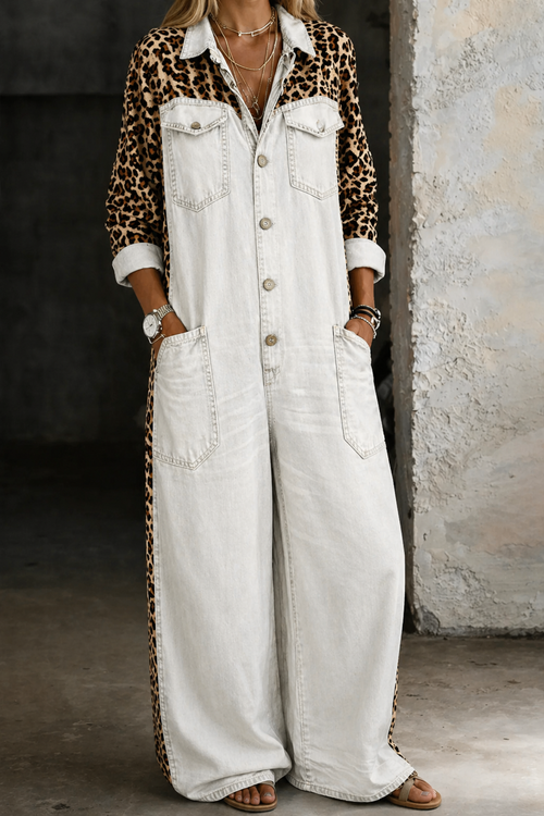 Amelia - One Piece Denim Shirt Jumpsuit