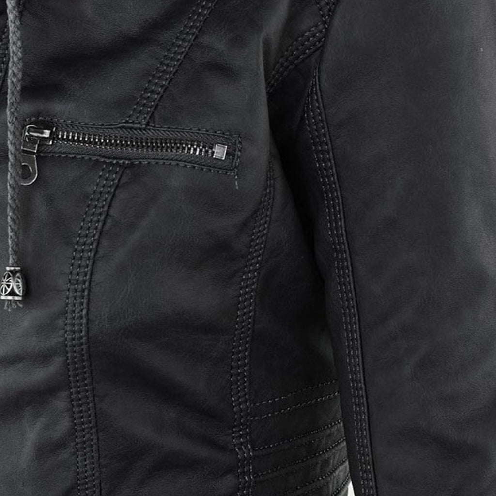 Cecille – Modern Leather Jacket with Hood