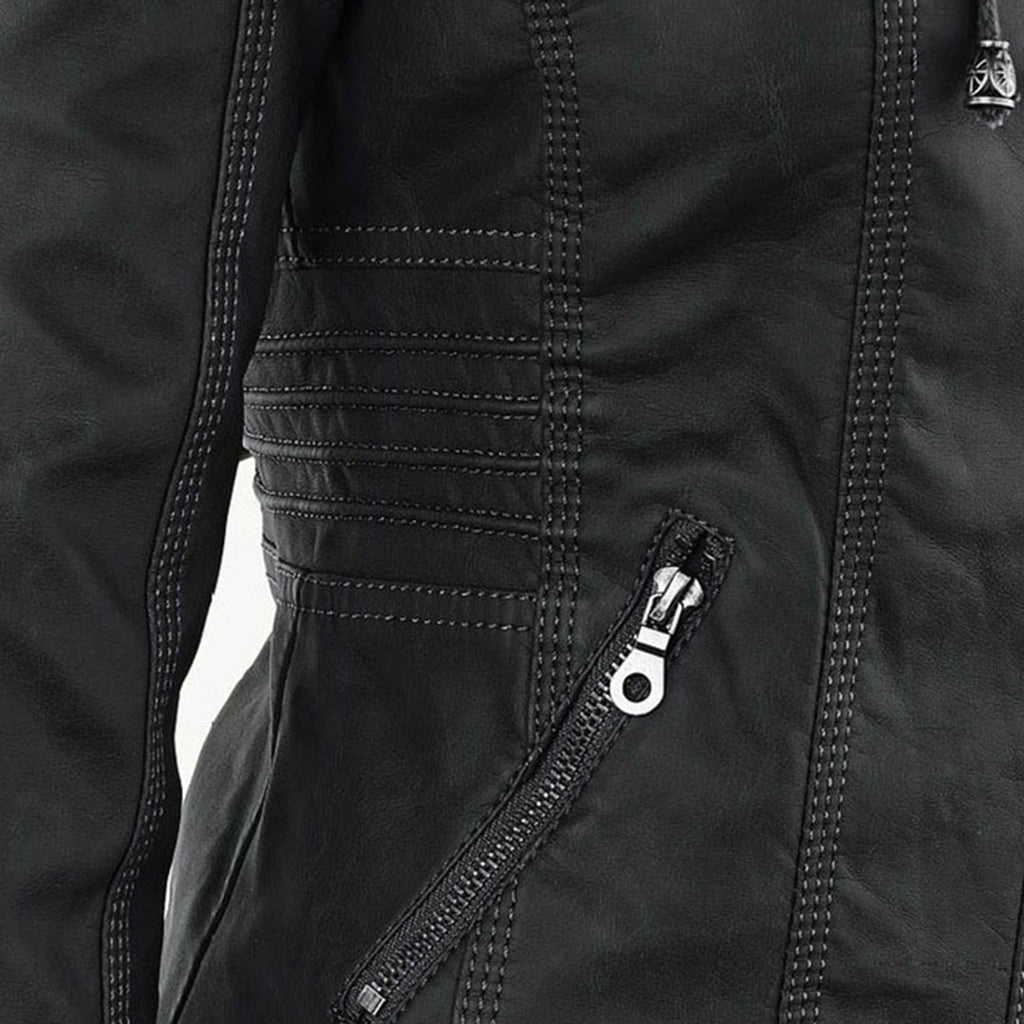 Cecille – Modern Leather Jacket with Hood