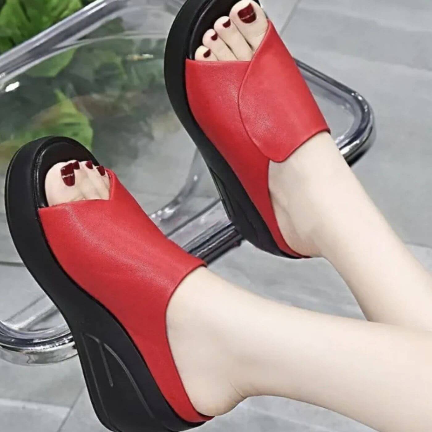 Sonia - Cushioned Comfort Slip-On Wedge Sandals