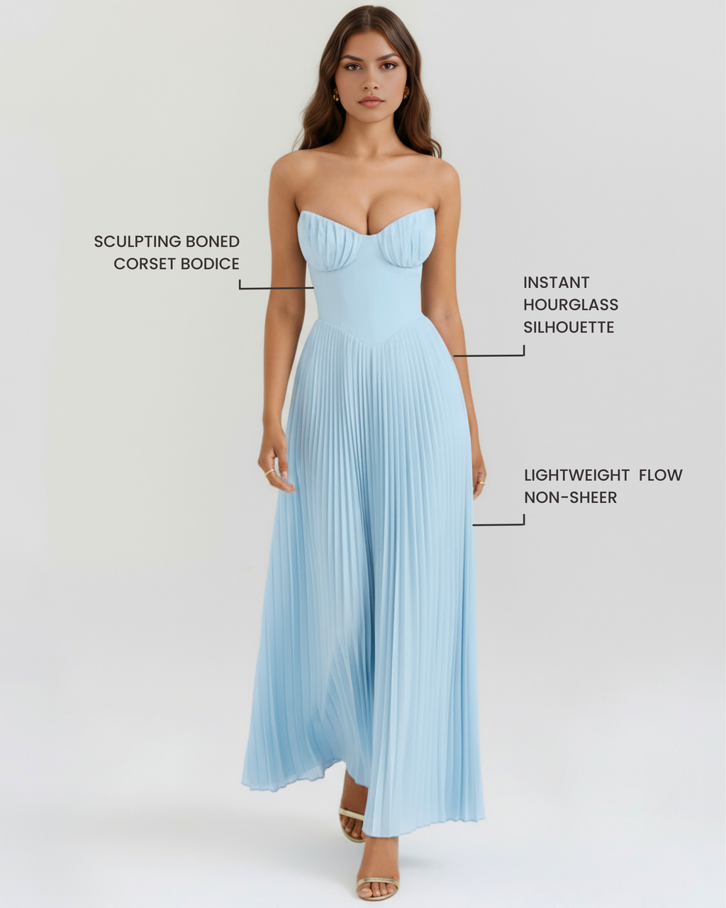 Sammie - Ocean Blue Pleated Maxi Dress