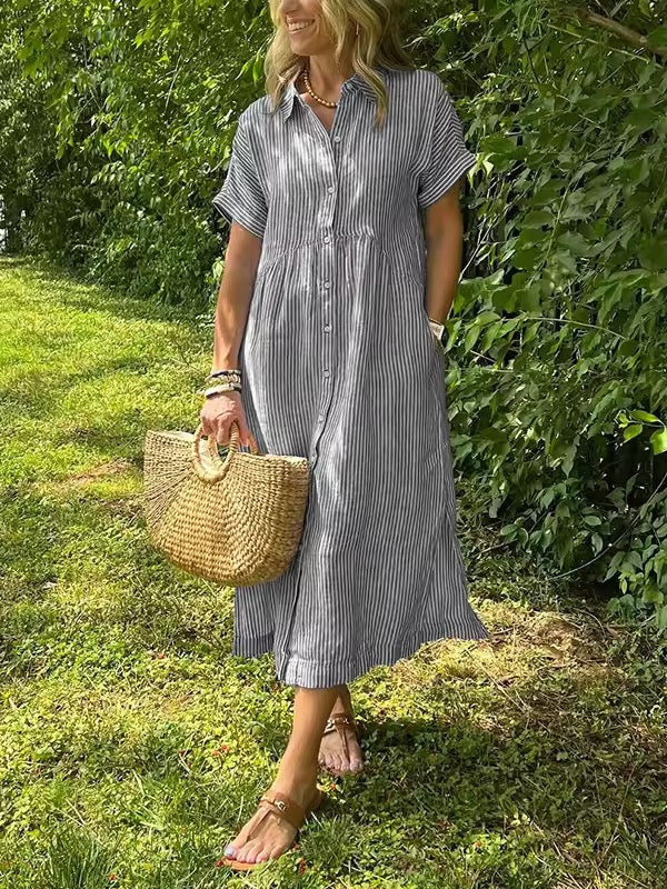 Anjie - Buttoned Cotton Maxi Dress