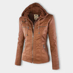 Cecille – Modern Leather Jacket with Hood