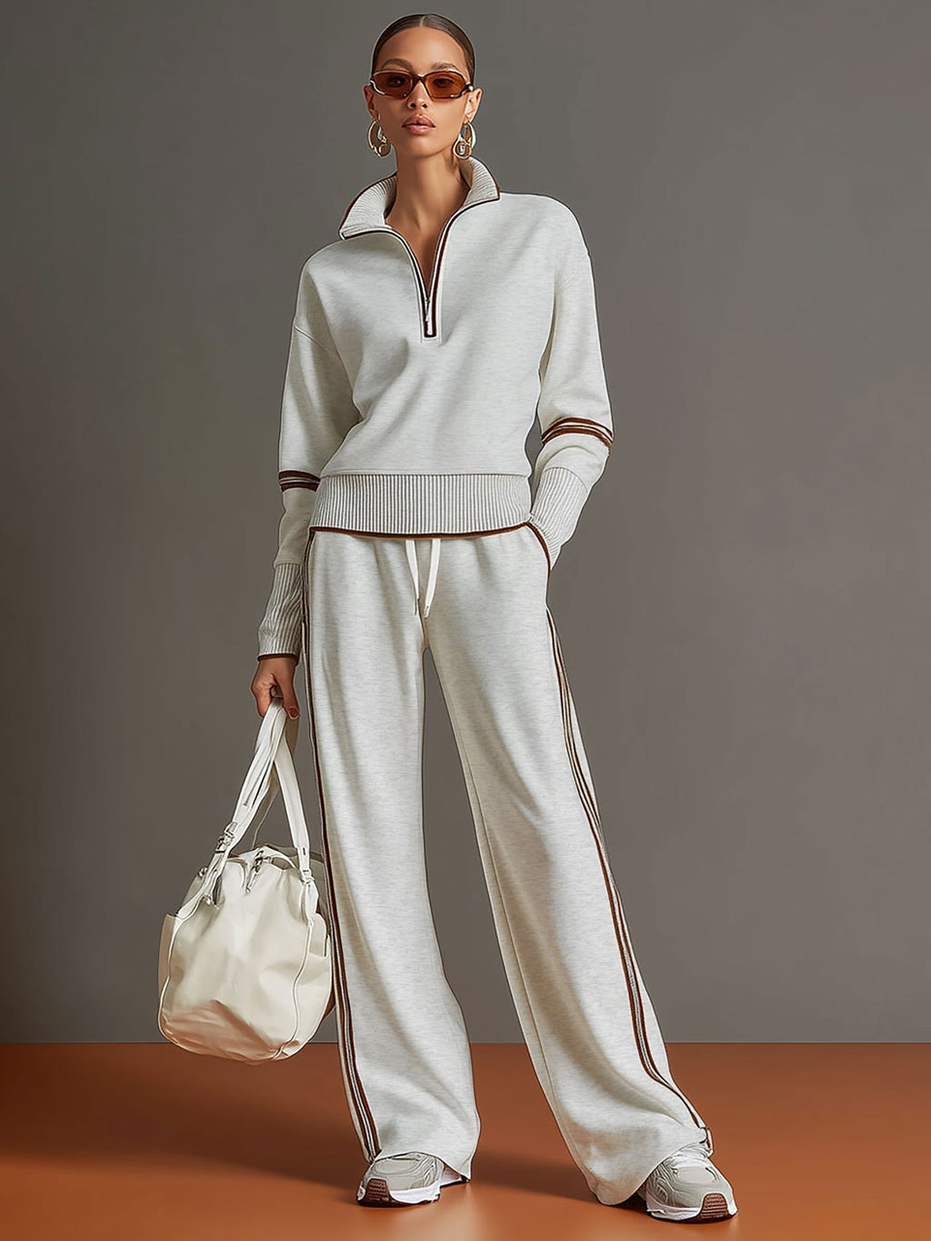Mariel - Knit Lounge Set With Wide-Leg Pants