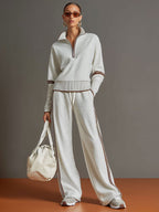 Mariel - Knit Lounge Set With Wide-Leg Pants