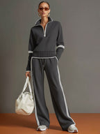 Mariel - Knit Lounge Set With Wide-Leg Pants