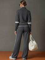 Mariel - Knit Lounge Set With Wide-Leg Pants