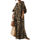 Maisie - Boho Puff Sleeve Leopard Maxi Dress