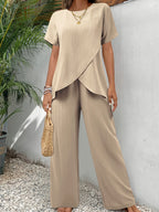 Abby - Elegant Comfort Two Piece Relaxed Wide Leg Set