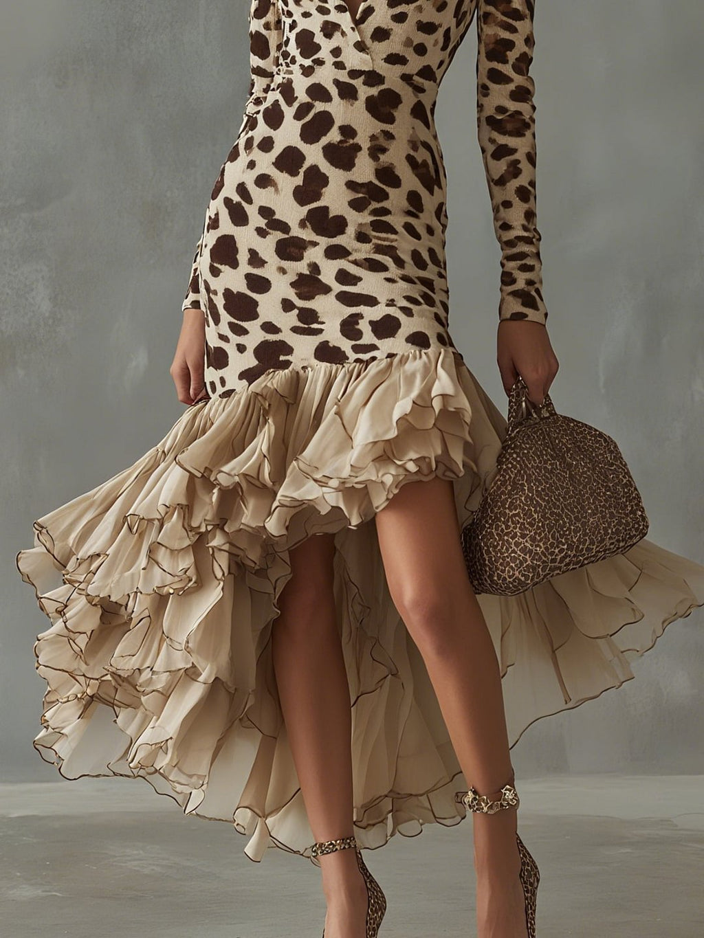 Carmella - Leopard Print Dress with Ruffles