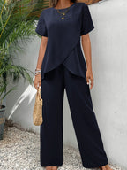 Abby - Elegant Comfort Two Piece Relaxed Wide Leg Set