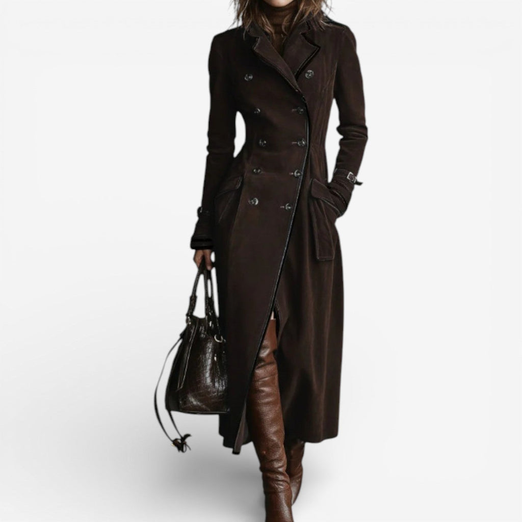 Amarah - Long Suede-Look Trench Coat