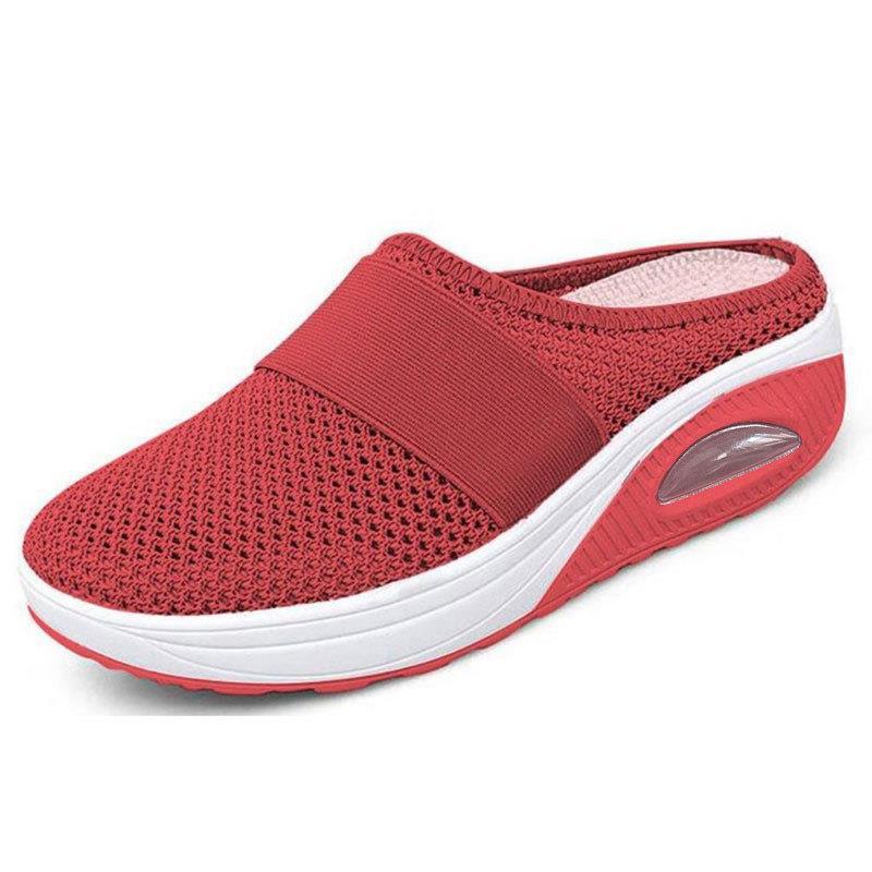 Elaine - Breathable Slip-On Mules in Red