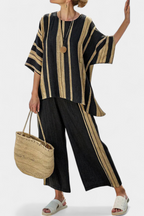 Tessie - Oversized Striped Top and Relaxed Linen Pants