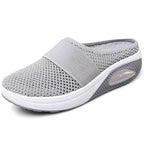 Elaine - Breathable Slip-On Mules in Grey