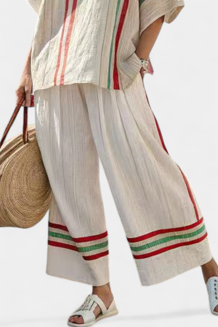Marra - Boho Printed Blouse and Comfortable Wide-Leg Pants