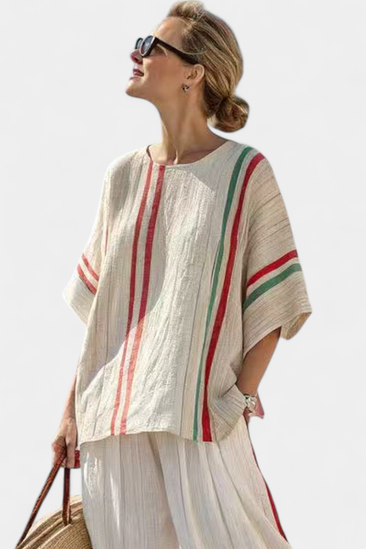 Marra - Boho Printed Blouse and Comfortable Wide-Leg Pants