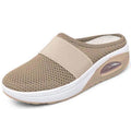 Elaine - Breathable Slip-On Mules in Khaki