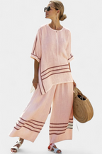Rina - Sophisticated Asymmetric Striped Top and Bold Pants