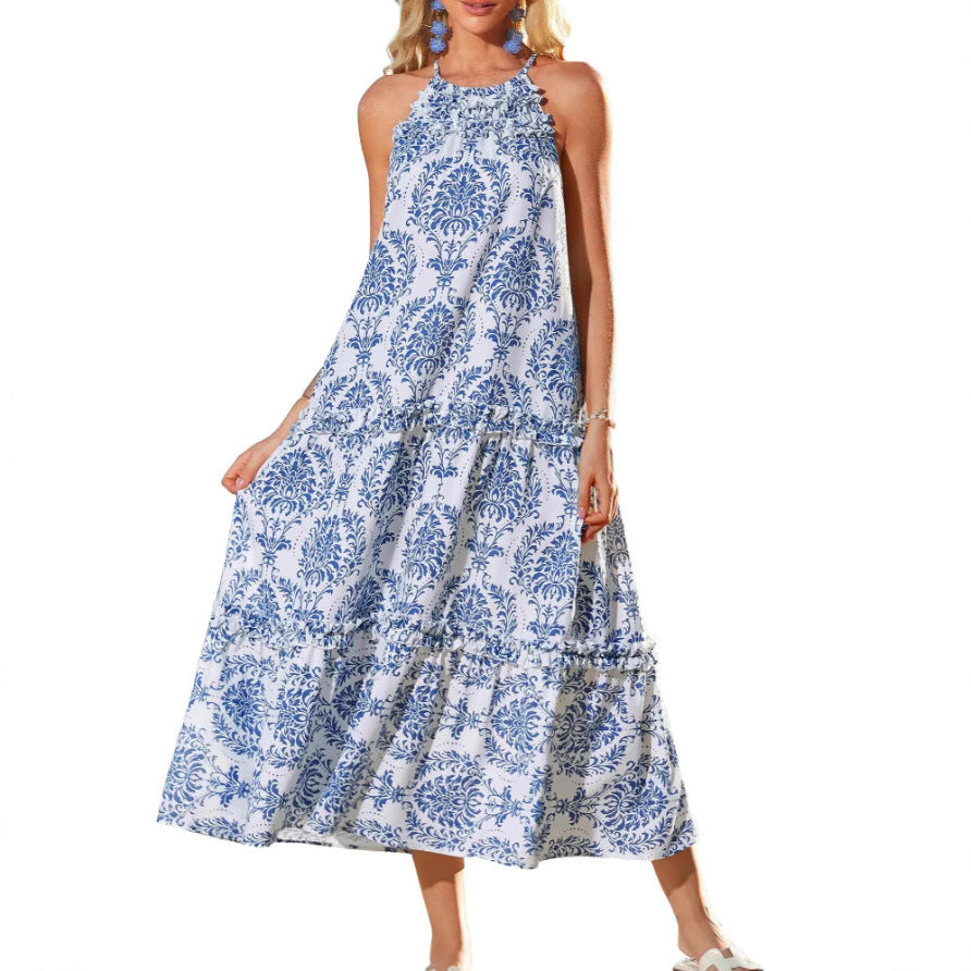 Yolly - Boho Halter Tiered Maxi Dress