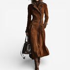 Amarah - Long Suede-Look Trench Coat