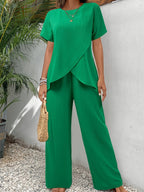 Abby - Elegant Comfort Two Piece Relaxed Wide Leg Set