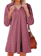 Aria - V-Neck Puff Sleeve Babydoll Dress