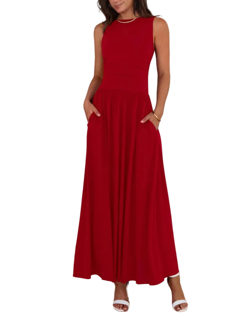 Bianca - Sleeveless Ruched Maxi Dress