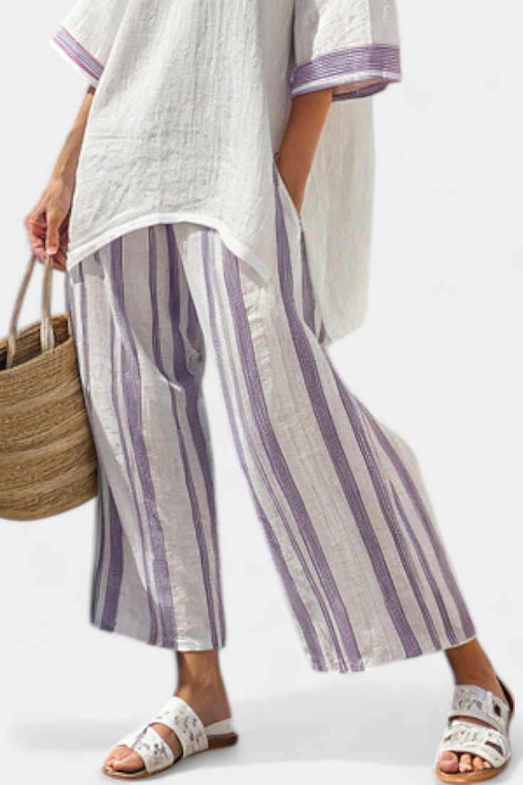 Alicia - Comfortable Blouse and Bamboo Striped Pants