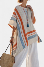 Lorene - Sophisticated Asymmetric Blouse and Wide-Leg Linen Pants
