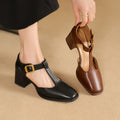 Chel -  T-Strap Leather Pumps