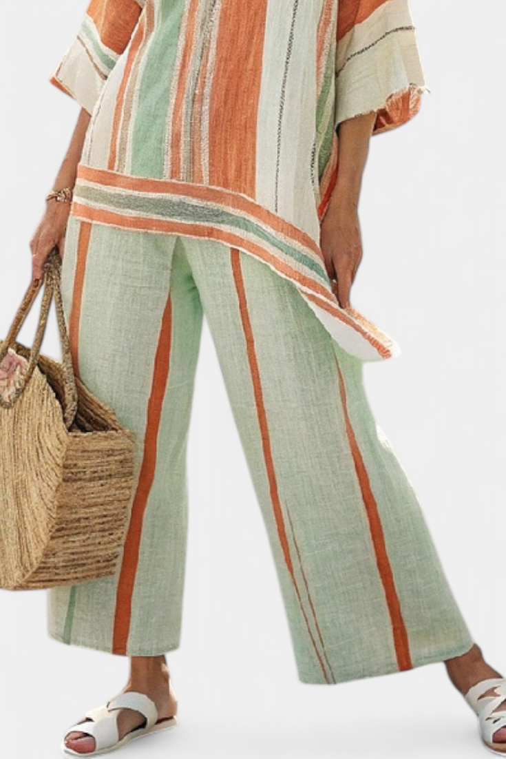 Beth - Elegant Asymmetric Top and Wide-Leg Pants