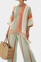 Beth - Elegant Asymmetric Top and Wide-Leg Pants