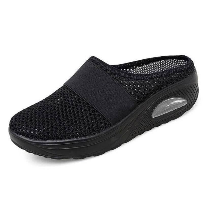 Elaine - Breathable Slip-On Mules in Black