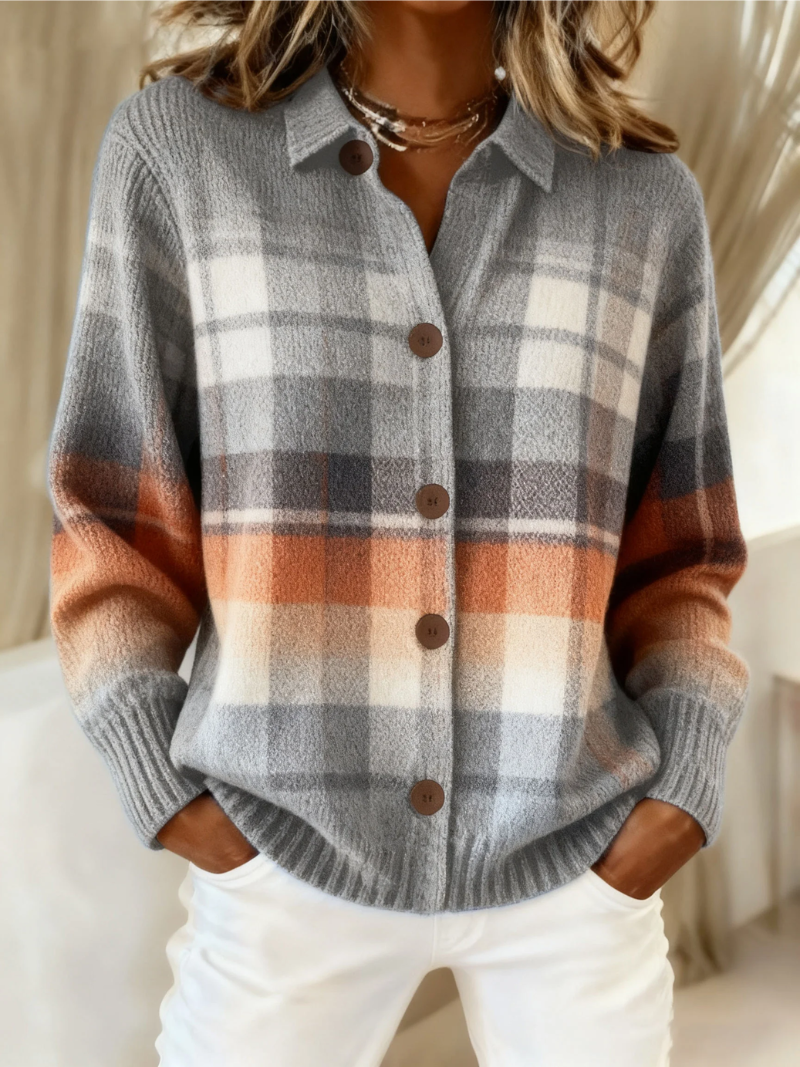 Airra - Soft Checkered Knit Blouse