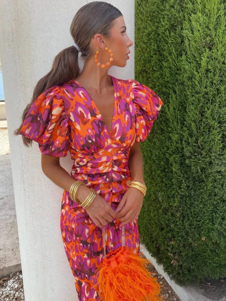 Ellie - Vivid Pleated Midi Dress
