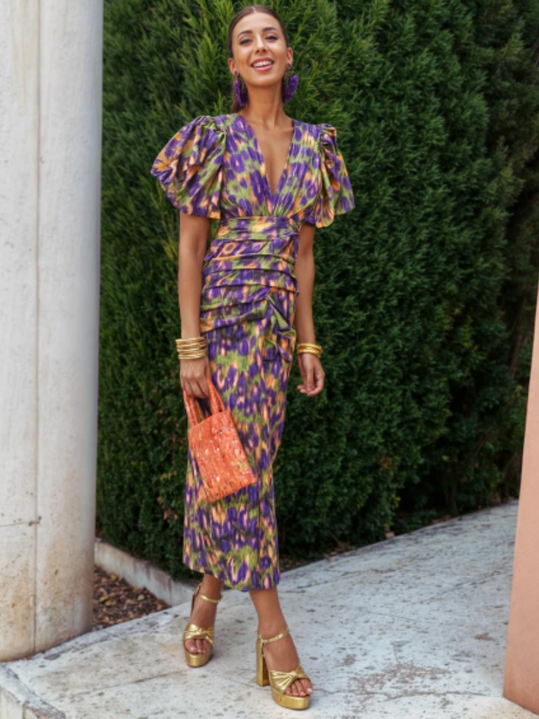 Ellie - Vivid Pleated Midi Dress