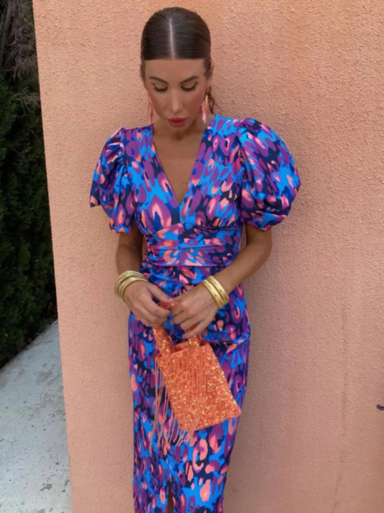 Ellie - Vivid Pleated Midi Dress