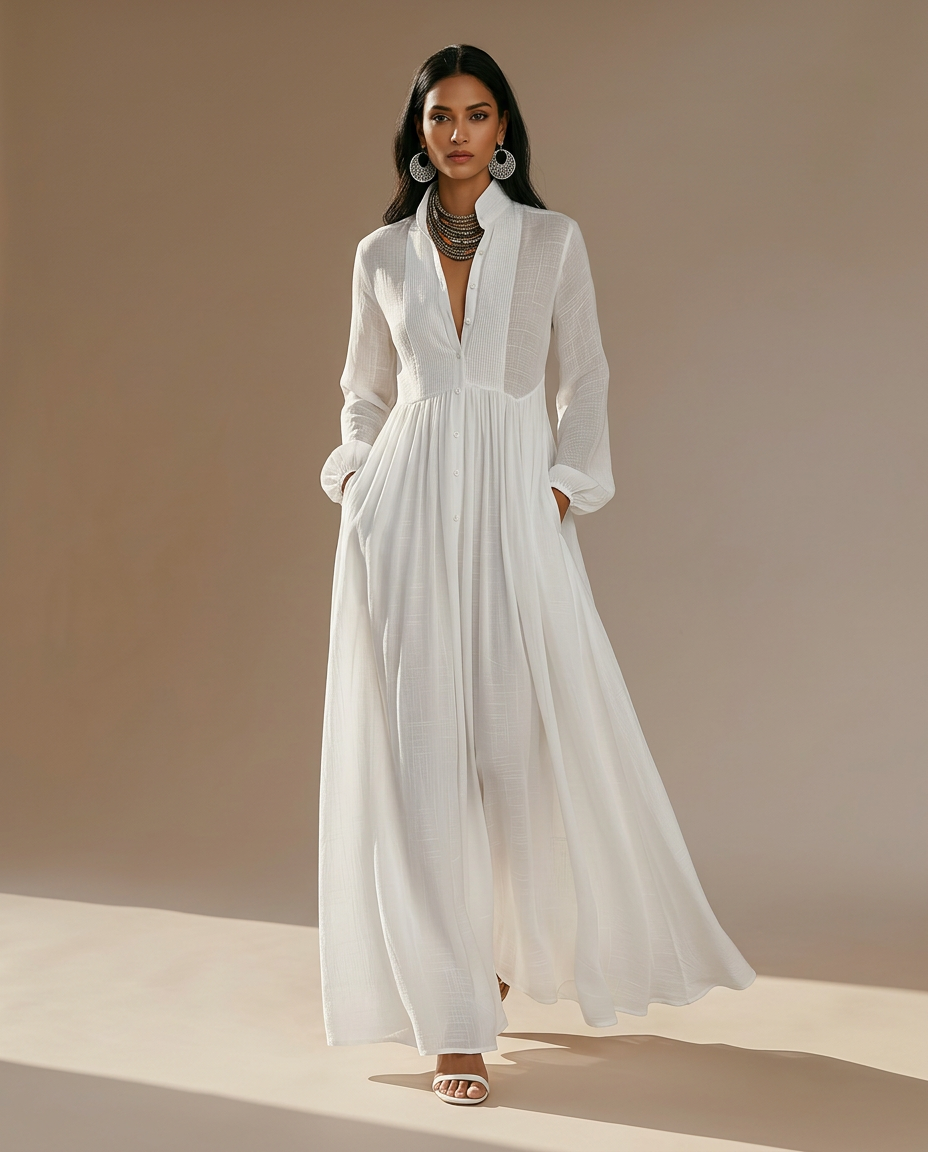 Becky - Trendy Linen Maxi Dress