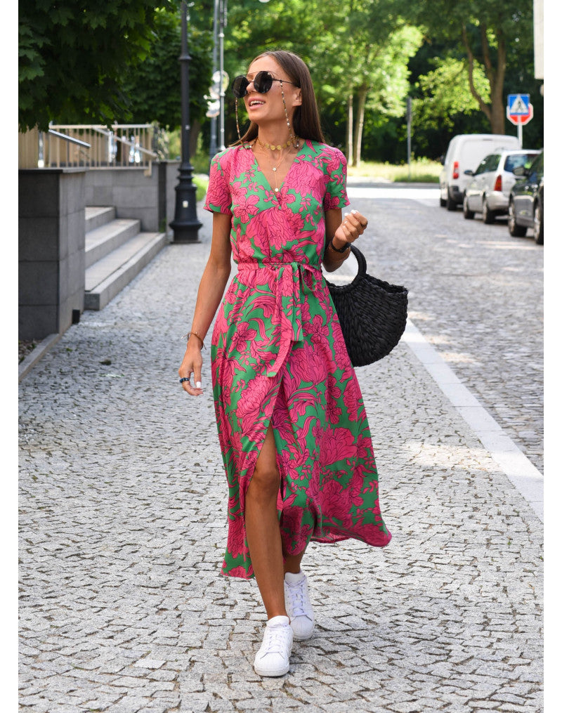 Hailey - Stylish V-Neck Floral Dress