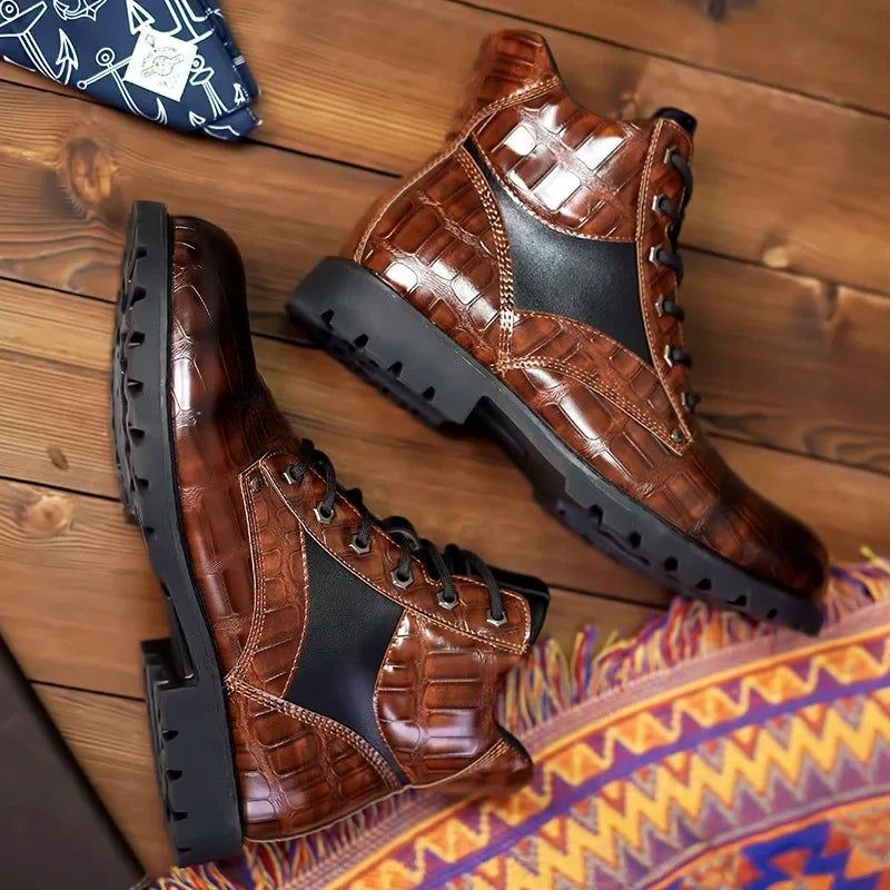 Dante - Croc Leather-Look Boots