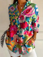 Asiah - Colorful Pattern Blouse with All-Day Comfort